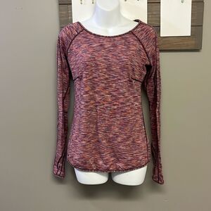 Lululemon Athletica Heather Purple Scoop Neck Long Sleeve Thumb Hole Top- Sz 10
